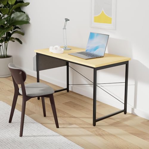Image of Cubiker Computer Desk, Home Office Writing Study Desk, Modern Simple Style Laptop Table with Storage Bag (39.4, Bamboo)