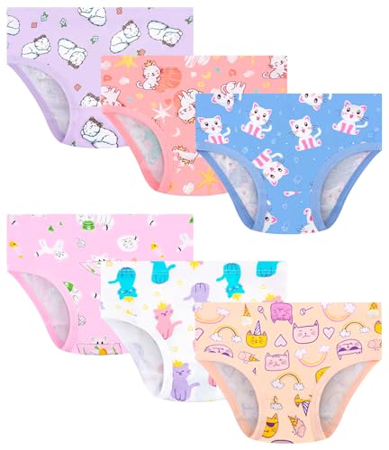 DAUGHTER QUEEN Girls Underwear Toddler Cat Panties Little Kids Undies Children Kitty Kitten Soft 100% Cotton Underpants Size 4T 5T Briefs Age 4 5 Years Old Tagless Clothes Panty