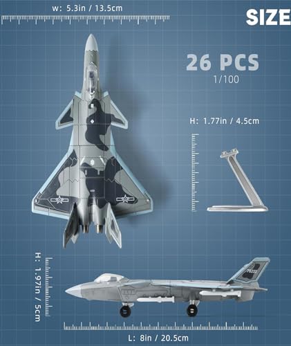 Image of 1:100 Fighter Jet Model, Gift for Aviation Enthusiasts and Collectors Ornaments, Detailed Military Aircraft Toy for Adults and Kids, Perfect for Home Office Decor (1:100 J-20)