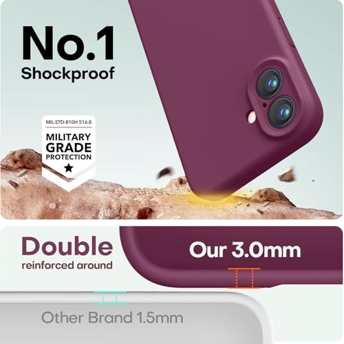 Image of LOVE 3000 Designed for iPhone 16 Case, Premium Silicone with [Soft Anti-Scratch Microfiber Lining] Shockproof Protective Phone Case for Men Women Girls 6.1 inch, WineRed