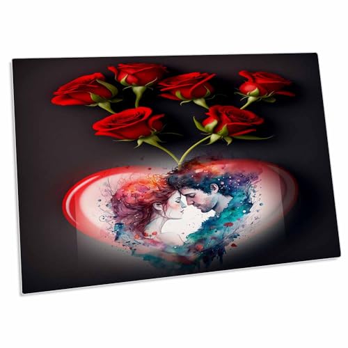 3dRose Pad de escritorio con rosas rojas y pareja miniatura 1
