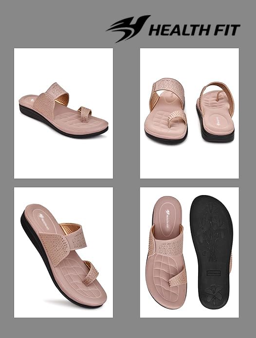 Image of HEALTH FIT EXTRA SOFT Women's Comfortable Memory Foam Doctor Slippers /Flip-Flops|Fashionable Casual & Stylish|Lightweight & Breathable|Outdoor Synthetic Casual Chappals Sandals Ladies & Girls HF24
