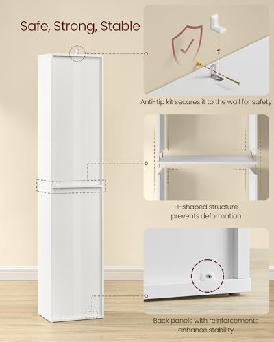 VASAGLE Bookcase, 6-Tier Bookshelf, Open Storage Shelf, Shelving Unit, 24 x 30.2 x 160.7 cm, for Living Room, Home Office, Dinning Room, Cloud White LBC411W01 - Image 5