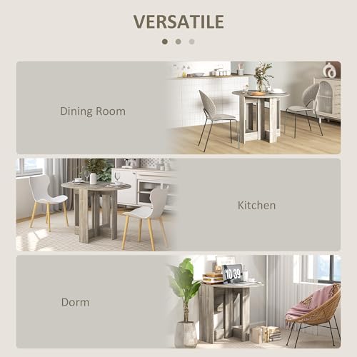 HOMCOM Folding Dining Table, Space-saving Drop Leaf Table for Small Space, Kitchen, Dining Room, Grey - Image 6