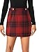Vrtige Women's Plaid Skirt Casual High Waist Zipper Pencil Bodycon Mini Skirt Solid Red Large