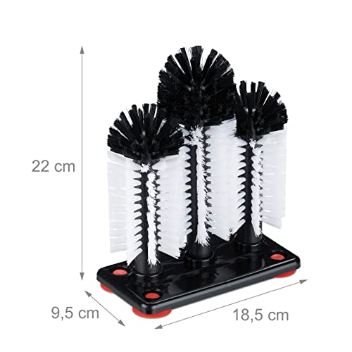 Brosse lave-verre ventouse Relaxdays blanc et noir pour bar 22cm