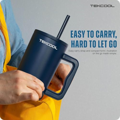 Image of Tumbler with lid and Straw 1200ML Cup Stainless Steel Hot and Cold with Handle and Lid 2 Straw Vacuum Insulated Tumbler for Water, Iced Tea or Coffee Office Gym Travelling
