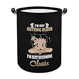 ランドリーバスケット ベティちゃん 洗濯かご バスケット 収納ボックス 洗濯物入れ 収納袋 折り畳み 丸型 大容量 撥水