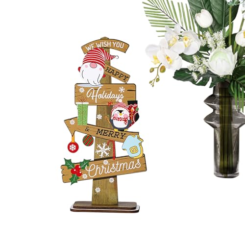 Jlobnyiun Decoración de árbol de Navidad de madera para mesa de escritorio - Decoración de mesa de Navidad de madera - Decoración de mesa para estante chimenea escritorio hogar