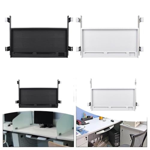 Guías de Cajón con Rodamientos de Bolas para Extensión Completa, Bandeja Deslizante para Teclado para Organizador Bajo Escritorio para Gestión de Cables y Soporte para Tira de Energía (Blanco) miniatura 3