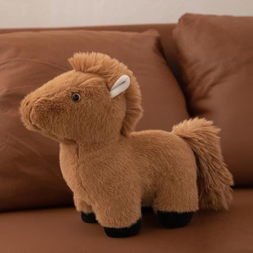 PEACH CAT Horse Stuffed Animal 8' Cute Horse Plush Soft Plushies Toys Gifts for Kids Brown
