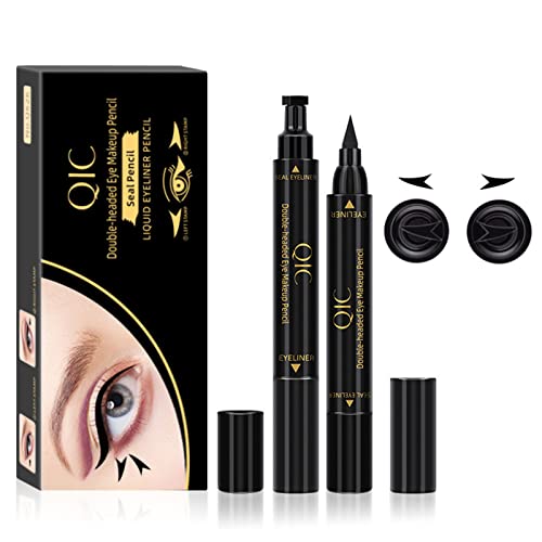 Winged Eyeliner Stamp, Eyeliner Liquid Liner, Black Eyeliner Waterproof Eyeliner Long-lasting Liquid Eyeliner & Smudgeproof Makeup Eyeliner (2 Pens Eyeliner Stamp)