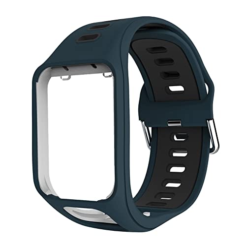 Rankomu Correa de reloj de silicona de doble color para Spark Runner 2/3, verde con negro, correa de repuesto para TomTom, tamaño ajustable, 60_x_180_cm, Silicona