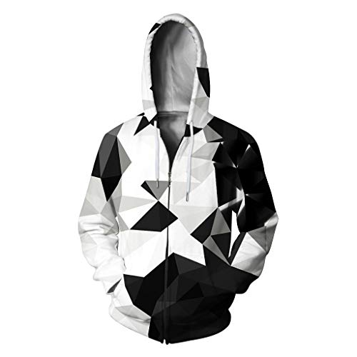 Preisvergleich Produktbild Fenverk Herren 3D Druck Hoodie Kapuzenpullover Langarm Sweatshirt Kapuzenjacke mit Taschen Hoodie Grafik Langarm Pullover Top Jumper Unterhaltung Shirt Festival Party Kleidung(B Weiß,M)
