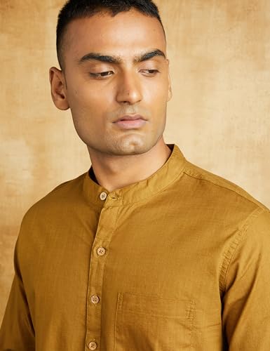 Image of Amazon Brand - Symbol Men's 100% Cotton Solid Short Length Casual Kurta - Regular Fit (Available in Plus Sizes)