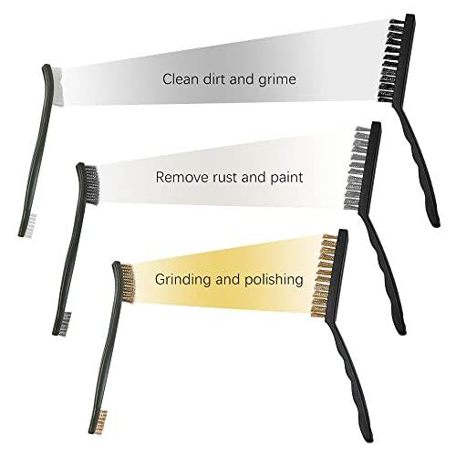 10 Pack Wire Brush Set, Mulaibdin Cleaning Brush, Grout Brush, Scrub Brushes For Cleaning, Steel Nylon Brass Brush And Nylon Hook Set For Detailing Cleaning Welding Slag Stain And Rust #TOP1