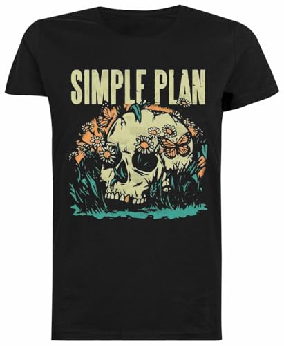 Générique Simple Plan Skull Vintage T-Shirt Noir Femme T-Shirt À Manches Courtes Femme