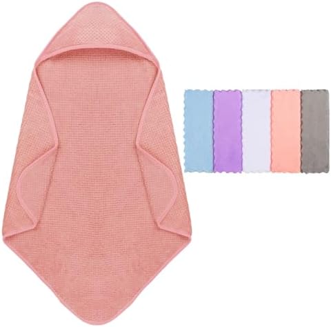 Orighty Baby Hooded Towel with Five Washcloths, 28 x 28 Inch Supe...