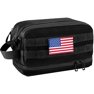 Dinictis Toiletry Bag For Men, Travel Toiletry Bag, Shower Bag, Hygiene Bag, Dopp Kit, Shaving Kit, Small Tactical Bag, EDC Military Molle Pouch- Black