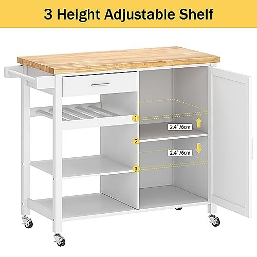 sogesfurniture-Rolling-Kitchen-Serving-Cart-with-Drawer-and-Storage-Shelves-Kitchen-Island-Cart-Trolley-on-Wheels-with-Rubberwood-Countertop-Storage-Cabinet-Towel-Holder-White sogesfurniture Rolling Kitchen Serving Cart with Drawer and Storage Shelves Kitchen Island Cart Trolley on Wheels with Rubberwood Countertop Storage Cabinet Towel Holder White