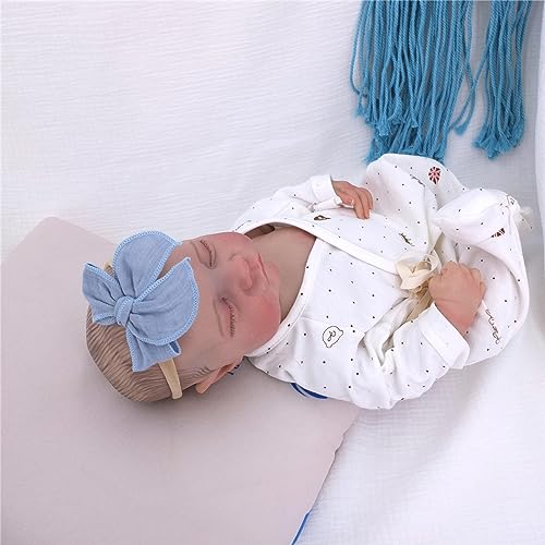 Sugarmelon Original Cotton Gauze Headband for Newborn Toddler Infant Baby Girl Kids Muslin Cotton Hair Bow Headbands Turban Elastic Hair Bands (6 pcs Bow Nylon Headband)3