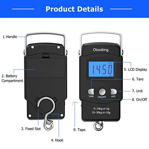Digital Fish Scale Fishing Weights Scale, Hanging Scale Digital Weight Backlight Lcd Display 110Lb/50Kg Electronic Balance Digital Fishing Postal Hanging Hook Scale With Measuring Tape 2Aaa Batteries #TOP5