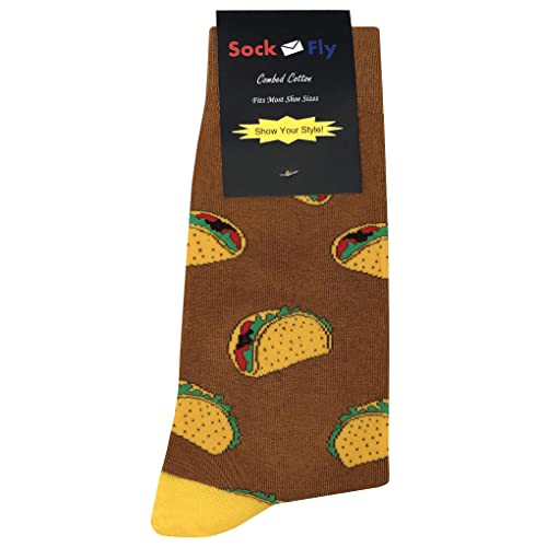 Taco Loco Dress Socks Funny Novelty Crazy Fun Design Men Size 8-12 Cotton Casual Crew Colorful Funky Fancy Socks Gift for Men4