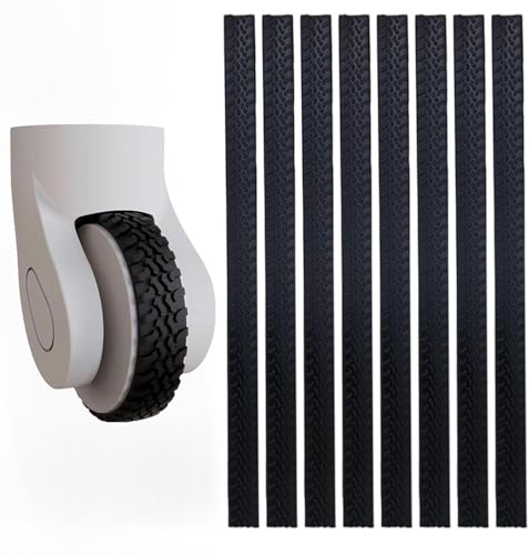 YENOVO 8 Pcs Silicone Luggage Wheel Covers, Noise-Reducing Shock-Absorbing Protectors, Universal Fit for Suitcase Wheels & Office Chair Casters, Customizable Cut-to-Fit Design (Black)