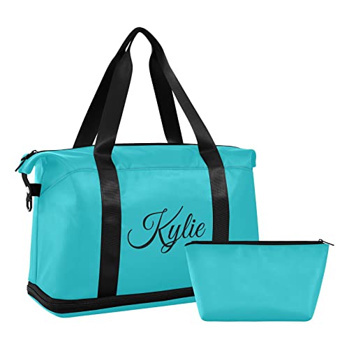 Teal Custom Gym Bag For Women Men Personalized Duffel Bag With Shoe Compartment Weekender Bags Carry On Bag Overnight Bag For Gym Travel Yoga School Men Sport Women #TOP1