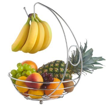 Cookspace Ã‚Â® Chrome Stylish Fruit Bowl Basket with Banana Hanger Hook by CookSpace Ã‚Â®