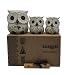 SusggO Lot de 3 hiboux décoratifs en bois, décoration, sculpté à la main, porte-bonheur, idée artisanale, décoration de meuble (blanc détails argentés)