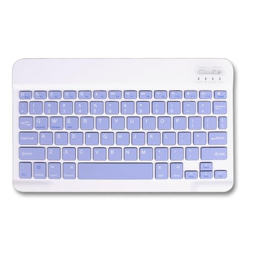 Fogcays Bluetooth Keyboard, Ultra-Slim Wireless Portable Quiet Keyboard UK Layout Built-in Rechargeable Battery Universal Compatible with iPad Mac iOS Android and Windows (Purple)