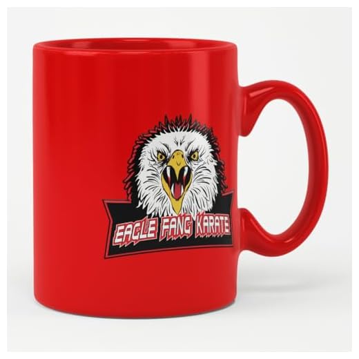 Cobra Kai Licenciado oficialmente Eagle Fang Karate Taza cerámica de café (Rojo)