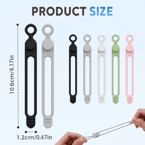 Cord Cable Organizer,2026 Upgrade Silicone Cable Ties,Cable Management Headphone Organizers,Reusable Cord Management Wire Organizers for Cords,Home Office Travel Gadgets (Colorful-10PC) - 5
