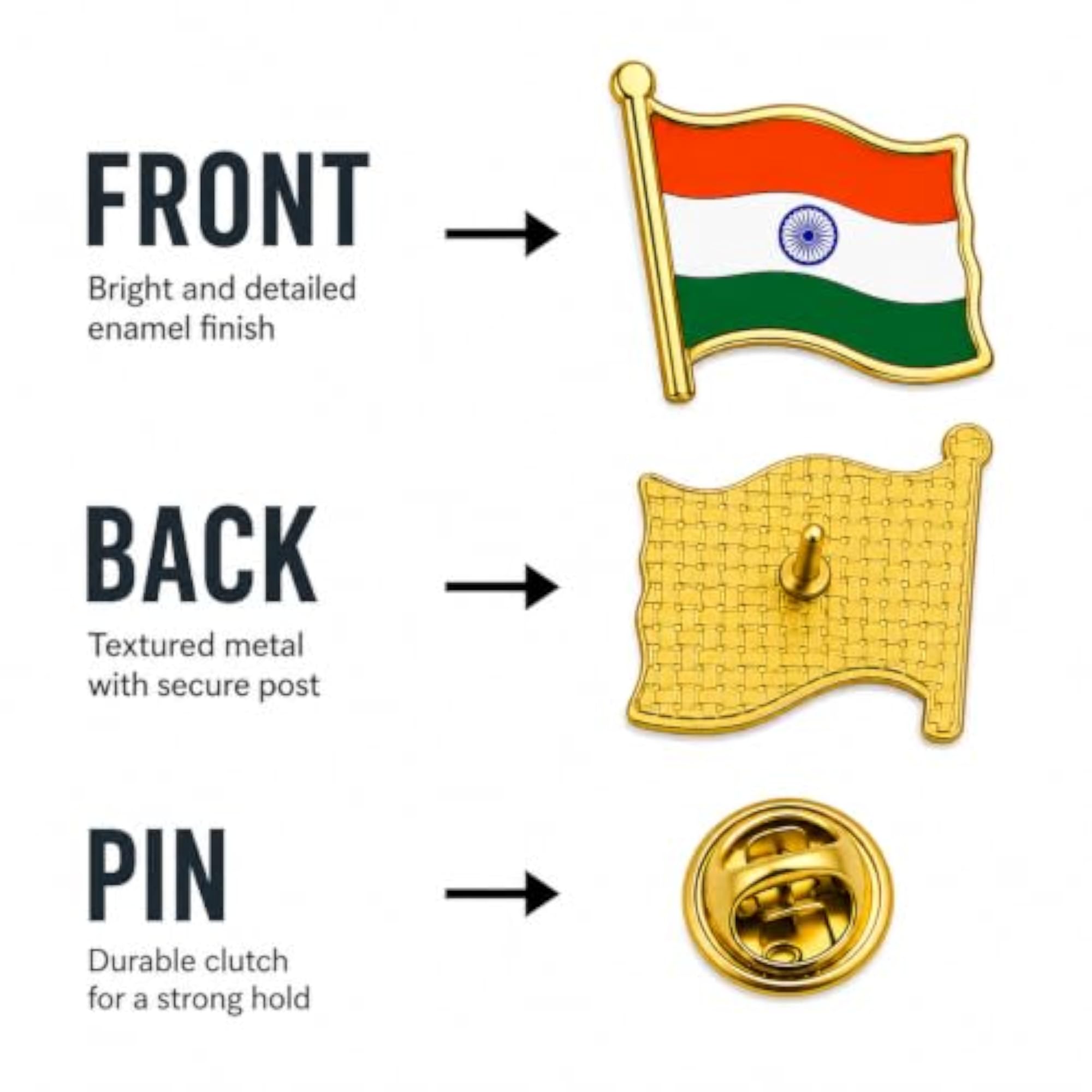 Indian National Flag Lapel Pin for Men and Women