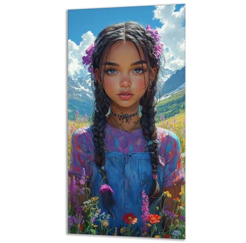 数字油絵 山々 女の子 ペイントバイナンバー 子供用 大人用 キャンバスペインティングキット 初心者向け 簡単 数字でペイントキット DIY 手工 芸術手塗り 油絵セット 3-ブラシ絵の具が入 壁飾り ホームデコレーション 女性へのギフト 80x160cm