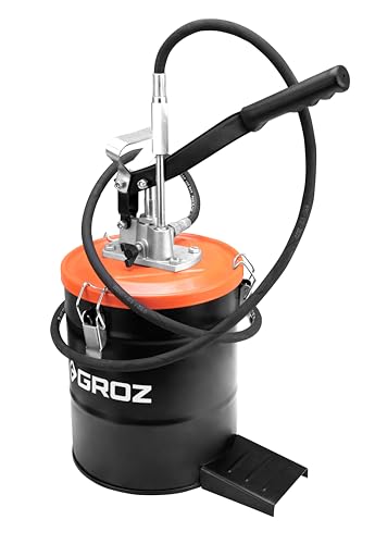 Image of Groz X-series 8 Kg Bucket Grease Pump with 2m Hose, Extension with Coupler,| Spring Loaded Follower Plate | Upto 4000psi Pressure | 4gms /stroke | 12 Months Warranty | X-8A /GRZ