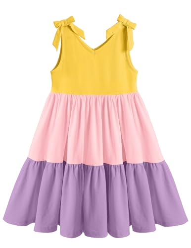 Arshiner Toddler Girl Summer Dress Little Girls Casual Beach Party Bowknot Sling Sundress with Pocket 1-7t