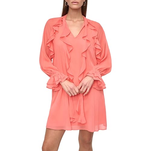 Robe mini DKNY manches longues col en V vêtement chic femme
