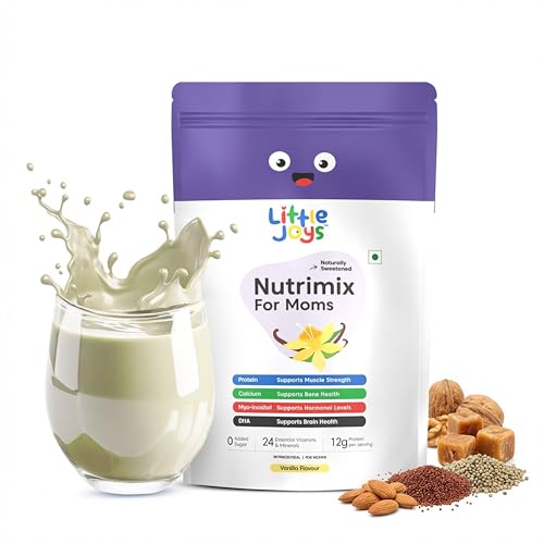 Image of Little Joys Nutrimix for Mothers 400 g | 12g Protein | With Calcium, Biotin & Vit A, C& B12 | Boosts Energy, Strength & Immunity | Nutritionist Approved | Ragi, Oats, Bajra, Jaggery | Vanilla Flavour