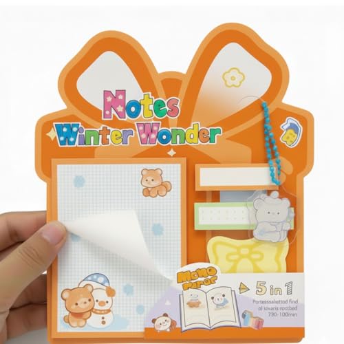 Image of FunBlast Christmas Sticky Notes - Cute Merry Christmas Memo Pad, Kawaii Sticky Note for Kids & Girls, Self Adhesive Notes and Bookmark, Stationery Gift for School, Office & Personal Use (Orange)