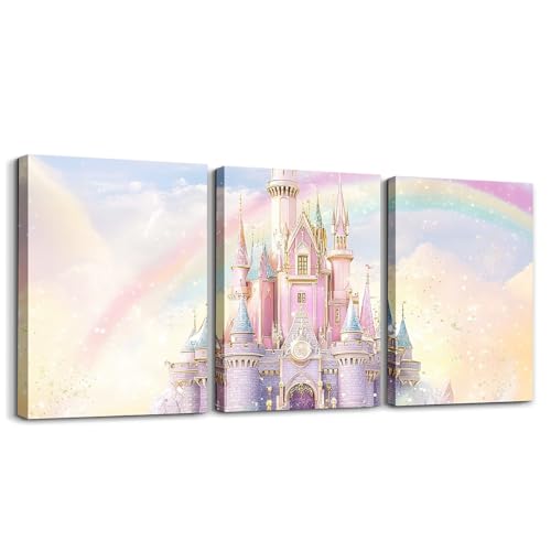 Feelyou Kids Castle Picture Wall Decor Glitter Castle Canvas Wall