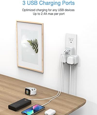 UK to US Plug Adaptor with 3 USB Ports, TESSAN 2 Way Grounded USA Travel Adapter, Double Plug Adaptor from UK to America, Canada, Thailand, Mexico (Type B)