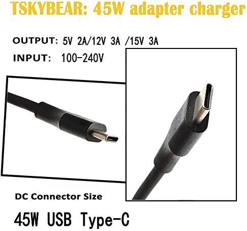 45W USB C Type-C AC Adapter Laptop Charger Compatible for HP Spectre x360 13-v111dx 13-v011dx 13-w023dx 13-w013dx 13-ae013dx 13-ac023dx Notebook PC 15-ch011dx 15-bl012dx 15-bl112dx Power Supply Cord