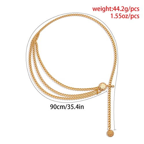 Multilayer Metal Waist Chain, Silver Chain, Cute Belt for Women, Adjustable Long Belt3