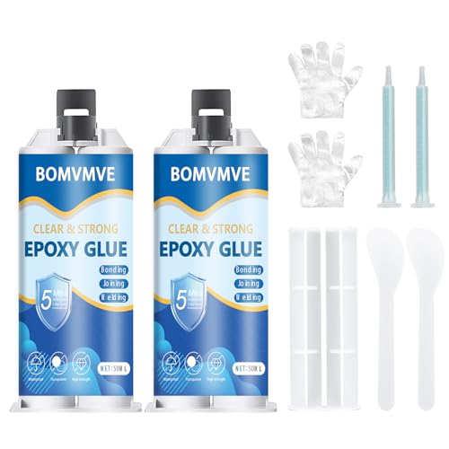 Colle Epoxy 100ml, 5 Minutes Colle Epoxy, Adhésif Résine Époxy Transparent, C-olle Époxy Bi-composant, Répare et C-olle Rapidement les Métaux, les Plastique, le Bois, les Tuiles, la fibre de verre