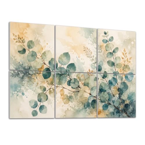 Paneles acústicos decorativos 6 pack de 72" x 48" con diseño hojas verdes, paneles auto adhesivos para absorción de sonido miniatura 1