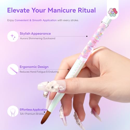 Image of SAVILAND Kolinsky Acrylic Nail Brush Size 6,10,14 with Brush Cleaner White