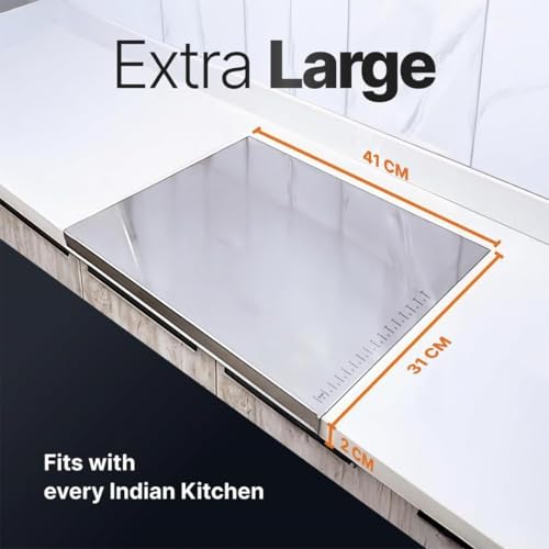 Image of REDSKY Chopping Board for Kitchen Vegetable Cutting Board, Metal Board, Vegetable Cutter Board, Durable Cutting Counter top Board /Chopping Board (42cm x 32cm) (Platform, L)