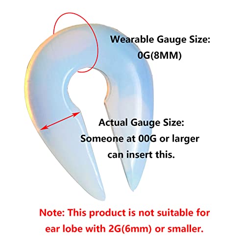YOFANST Cat's Eye Agate Opalite Hoop Stone Large Keyhole Stone Ear Stretchers Gauge 2g 0g 00g2